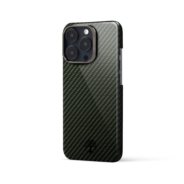 Ballistic Fiber Case with Aluminum Lens Guard for iPhone 14 - Glossy Green