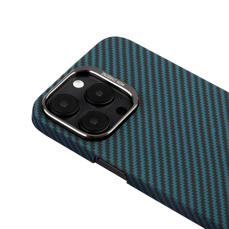 Ballistic Fiber Case with Aluminum Lens Guard for iPhone 14 - Matte Blue