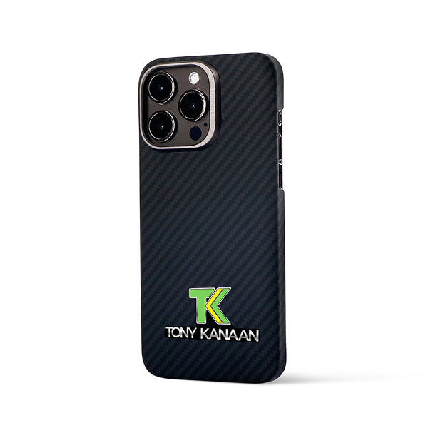 TK x MON CARBONE Matte Black Minimalist Ballistic Fiber Case for iPhone 15