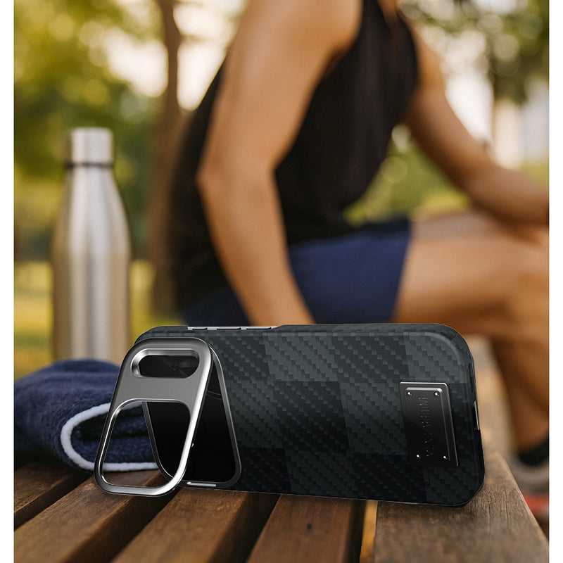 Kickstand Ballistic Fiber Magnetic iPhone 17 Pro/ Pro Max Case - Stealth Black