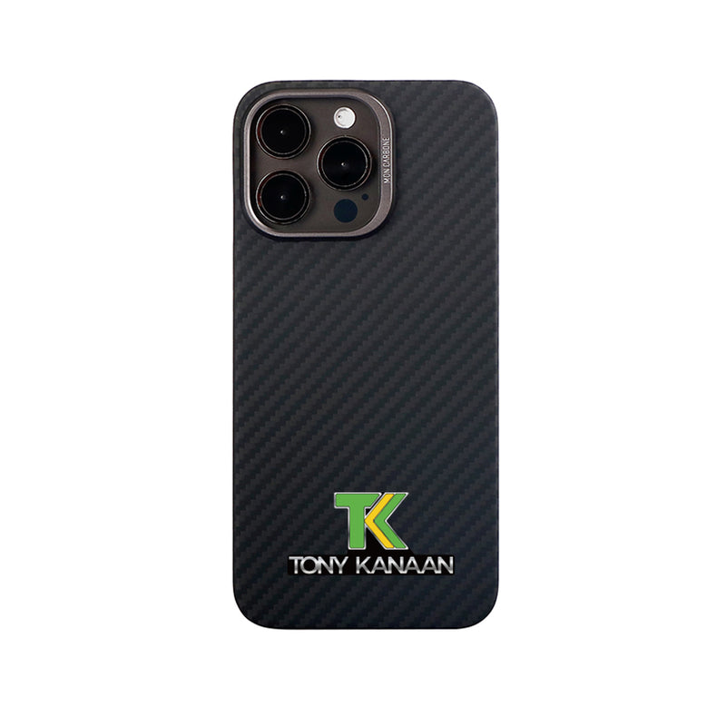 TK x MON CARBONE Matte Black Minimalist Ballistic Fiber Case for iPhone 15