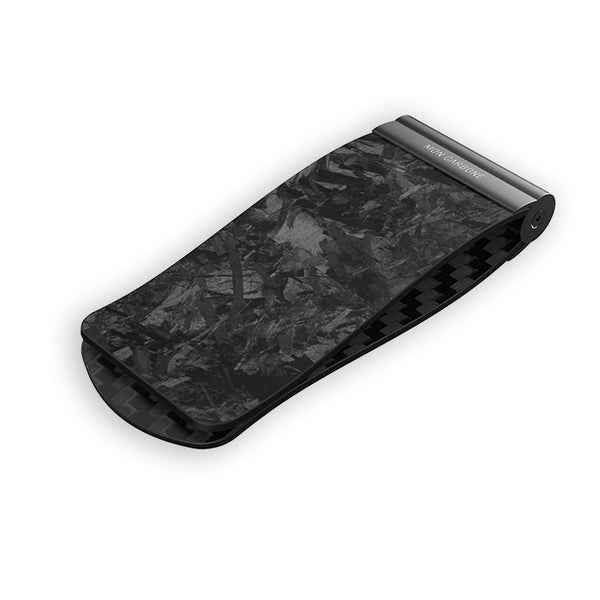 IceCarats Stainless Steel Money Clip For Men - Grey Carbon Fiber Design