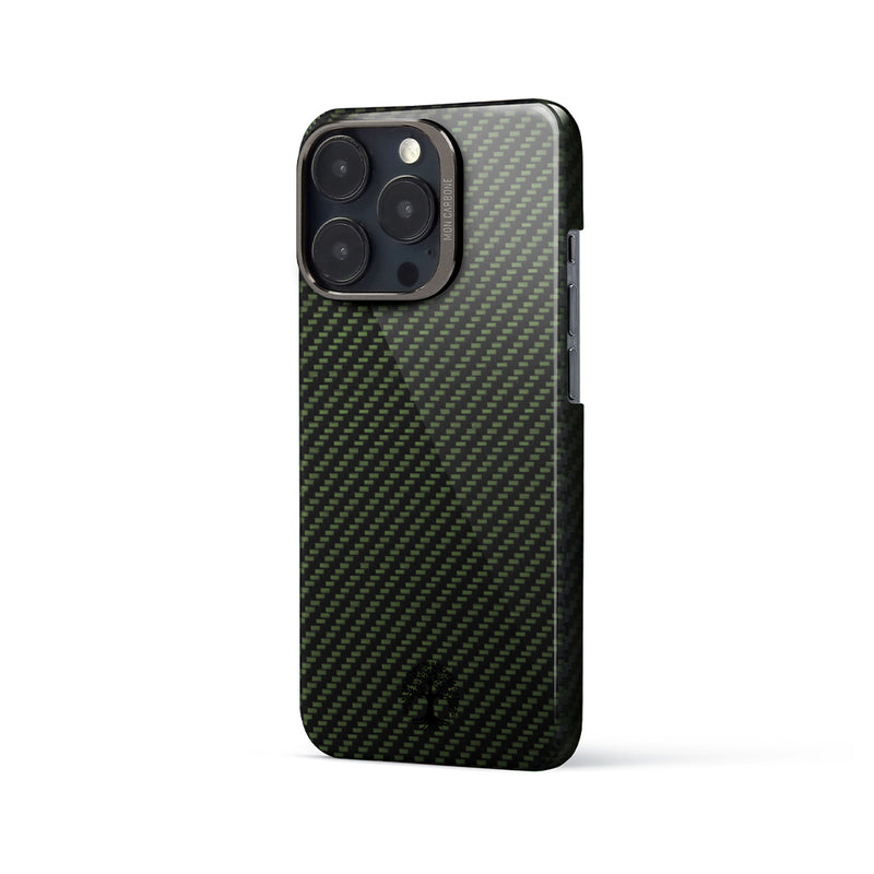 Glossy Green Ballistic Fiber Case with Aluminum Lens Guard - For iPhone 14