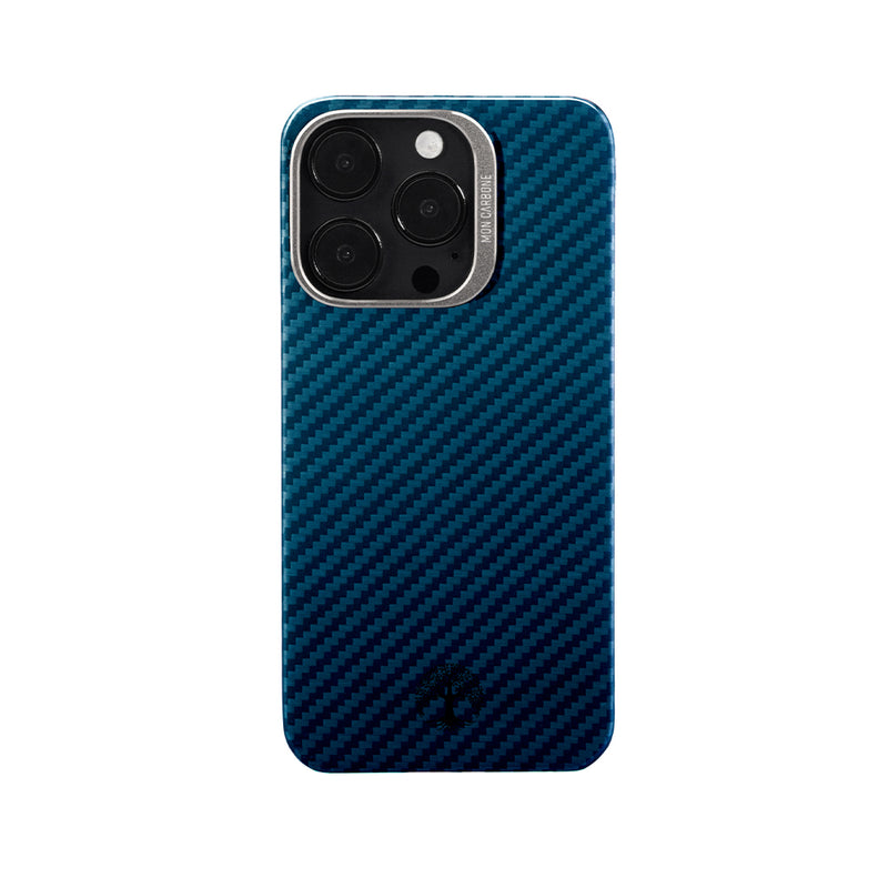 Glossy Blue Ballistic Fiber Case with Aluminum Lens Guard - For iPhone 14
