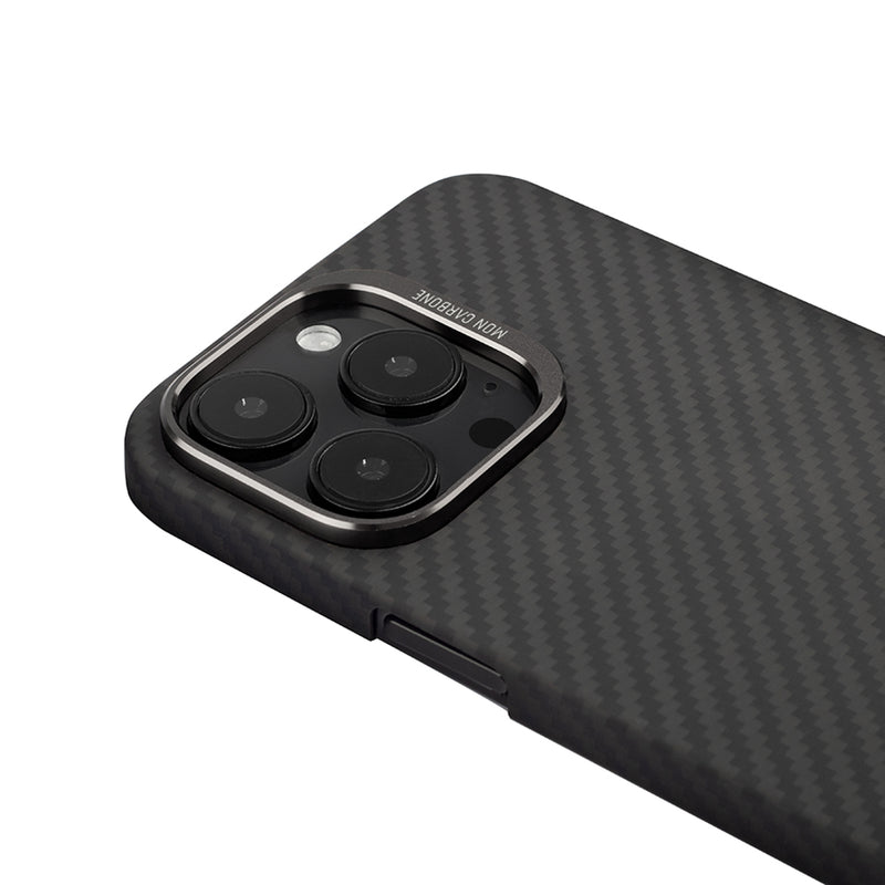 Glossy Black Ballistic Fiber Case with Aluminum Lens Guard - For iPhone 14